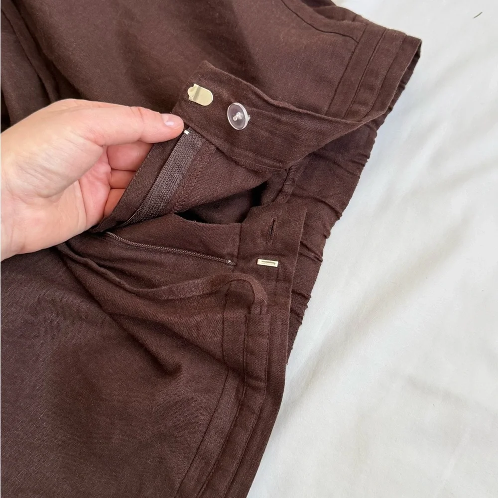 Vintage Sag Harbor Brown Linen Pants Size 16P – Relaxed Fit Capri/Ankle Length